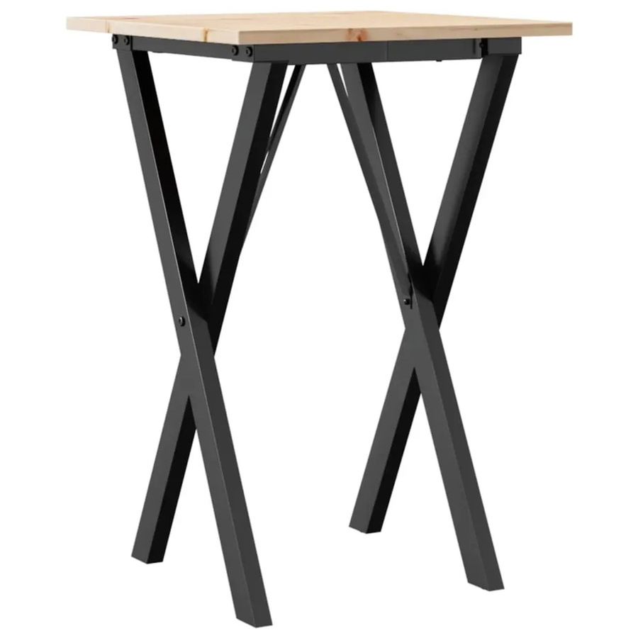vidaXL Esstisch mit X-Gestell aus Massivholz Kiefer und Gusseisen in Braun, B/T/H: 50 x 50 x 75 cm - Bild 2