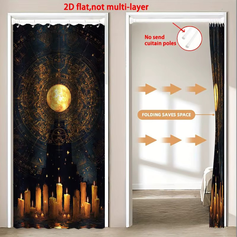 VIKAMA Tarot-inspirierter Türvorhang im gotischen Stil mit Mond-Design für Schlafzimmer und Wohnzimmer - Bild 2