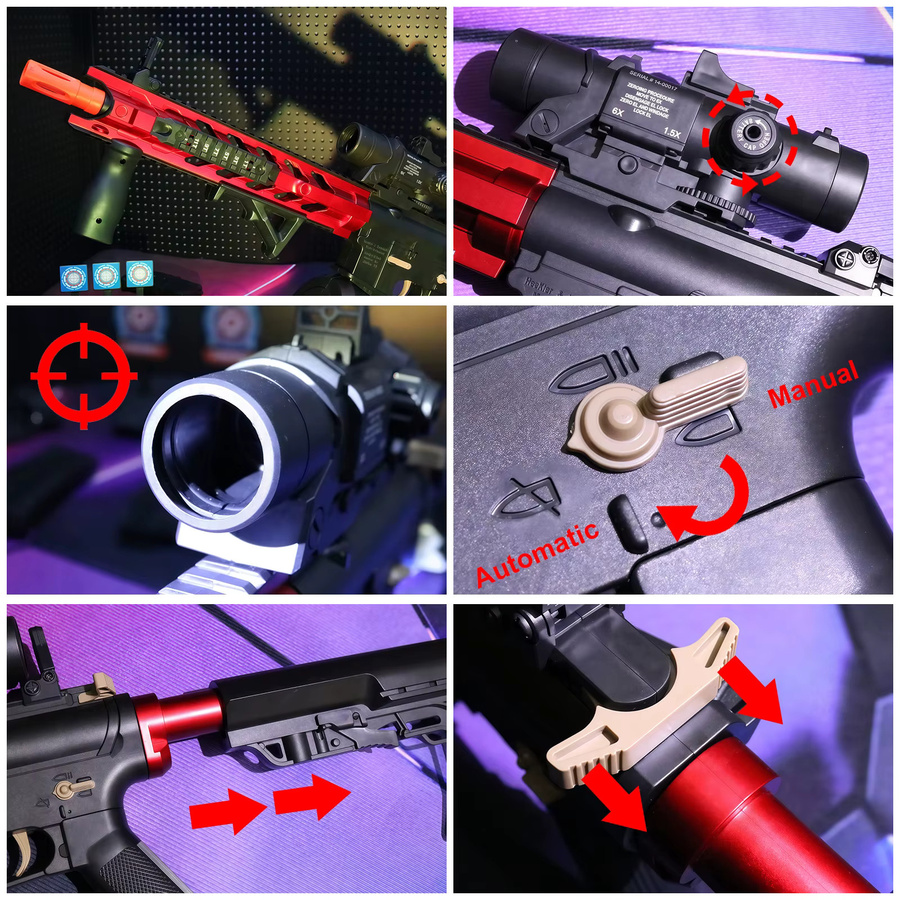 M416 Elektrische Gel-Ballblaster-Spielzeugpistole, manueller/automatischer Modus, wiederaufladbar - Bild 2