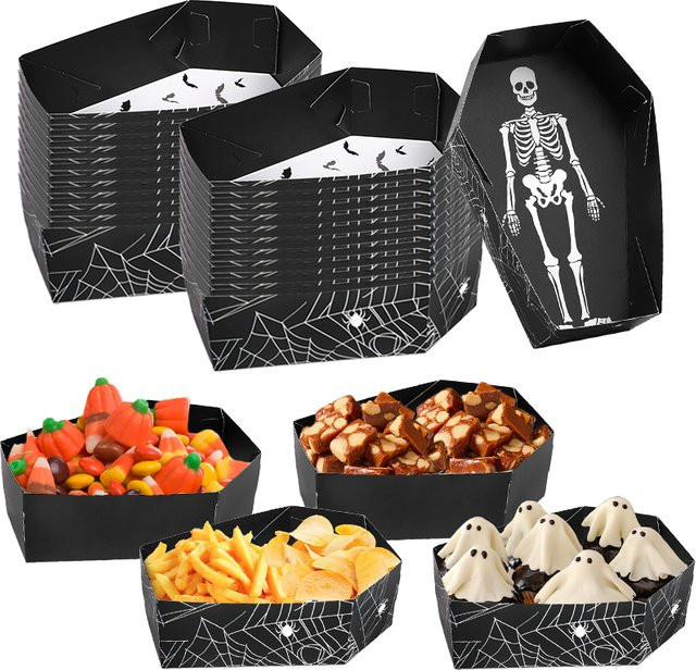 ZQNYCY Halloween Sarg Geschenkboxen aus Papier für Süßigkeiten und Snacks, Mehrfarbig, B/T/H: 16,0 x 12,0 x 11,5 cm - Bild 1