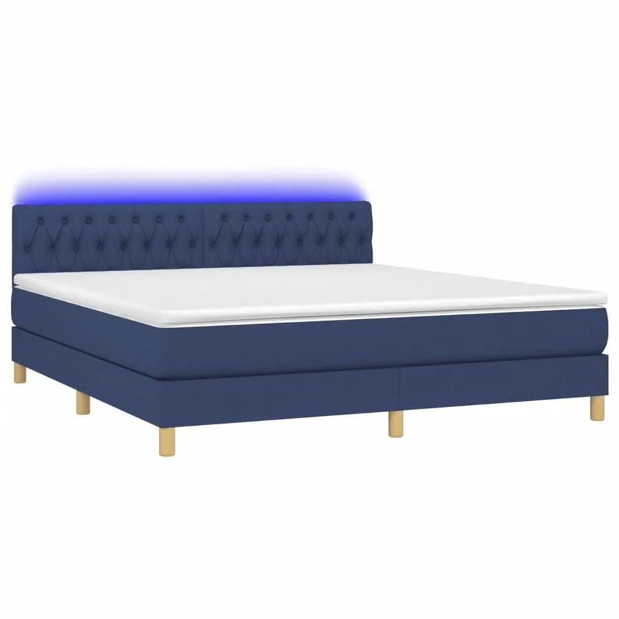 vidaXL Boxspringbett mit Matratze in Blau und Weiß, Hybrid-Bett mit LED-Unterbettbeleuchtung und USB-Ladeport, B/T/H: 160 x 200 x 78 cm - Bild 2
