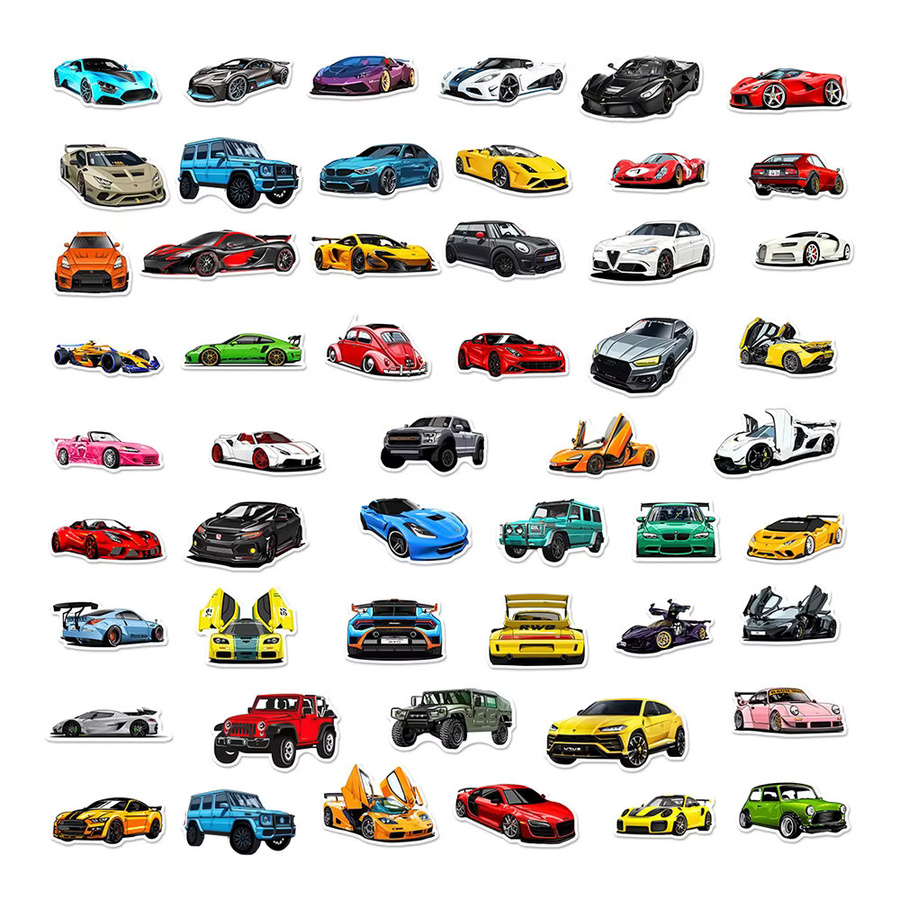 Charile Cartoon Supercar Aufkleber-Set, 10/30/50 Stück - Bild 3