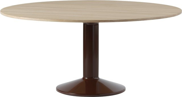 Muuto Midst Esstisch aus Holz in Braun und Beige, runder Designtisch mit zentraler Säule - Bild 1