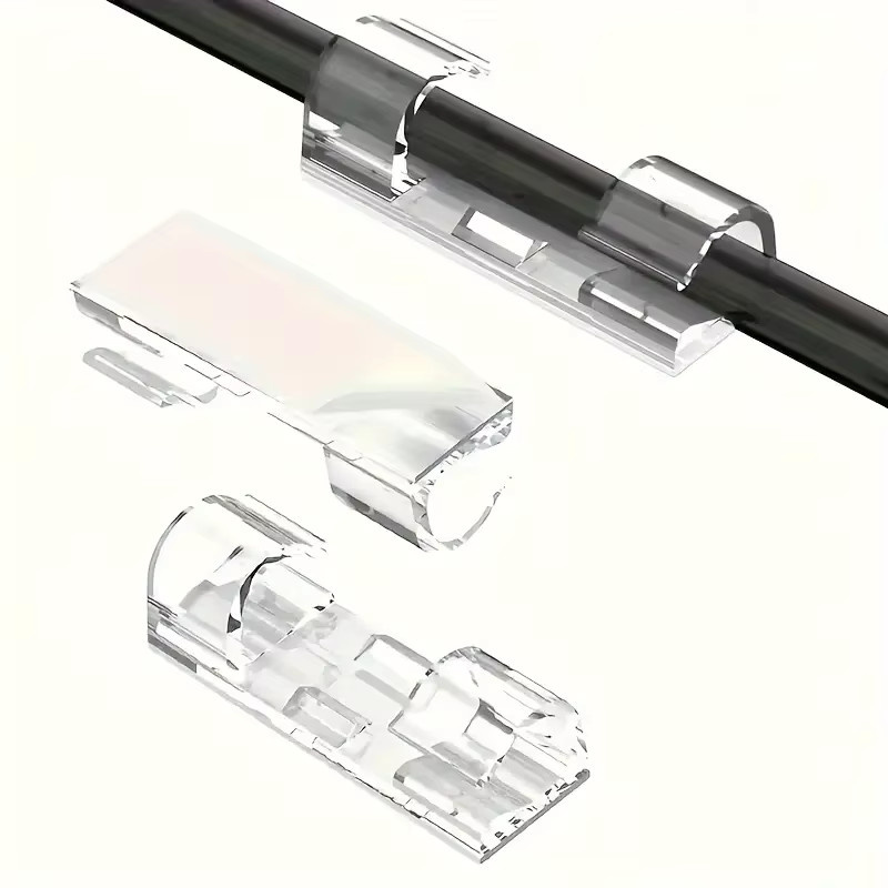 200 Stück selbstklebende Kunststoff-Kabelklemmen in Transparent für Kabelmanagement an Wand und Schreibtisch - Bild 2