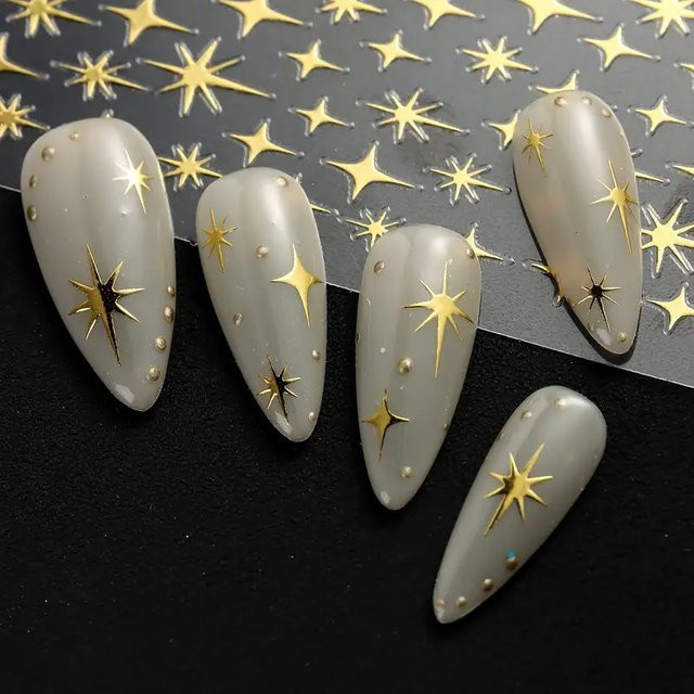 Nagelkunstaufkleber mit Sternmotiv, 3D-Kunststoffabziehbilder, glänzend - Bild 1