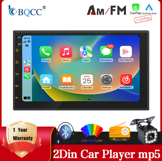 BQCC 7 Zoll Autoradio 2DIN MP5-Player mit HD Touchscreen, Bluetooth und Mirror Link - Bild 1