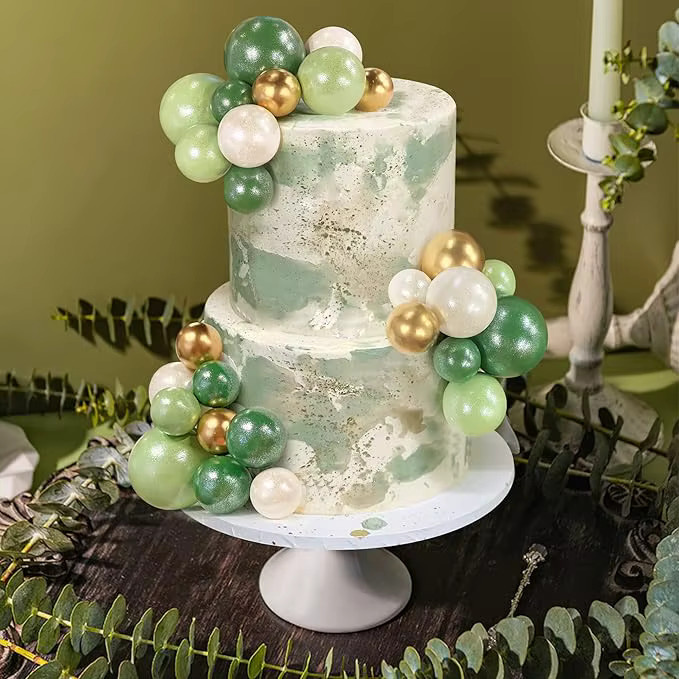 32 Stück bunte Ball Kuchen Picks aus Kunststoff als kugelförmige Cupcake Topper für Geburtstage und Hochzeiten in Pink und Weiß - Bild 3