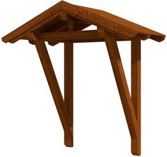 Skan Holz Haustür-Vordach Siegen 2 aus nordischer Fichte in Nussbaum Braun, Breite: 247 cm, Tiefe: 116 cm - Bild 1