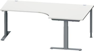 Schäfer Shop Genius Winkelschreibtisch MODENA FLEX in Lichtgrau und Anthrazit mit 90 Grad Winkel rechts, T-Fuß Rechteckrohr und Höhenverstellung, B: 200 cm, T: 120 cm / 80 cm, H: 65 cm - 85 cm - Bild 1