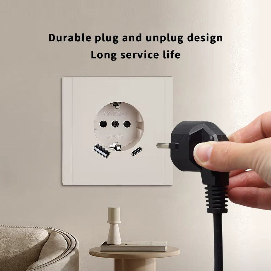 Skin Sensation Farbige Kunststoff-Wandeinbau-Steckdose mit USB-Anschluss, EU-Standard, 250V, flammhemmend - Bild 2