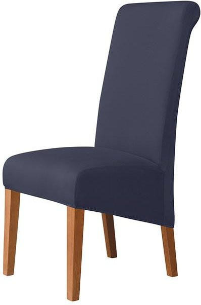 Einfarbiger Stuhlbezug mit hoher Rückenlehne in Blau, elastischer Stretch-Stoff für Esszimmer und Küche, XL-Größe - Bild 1