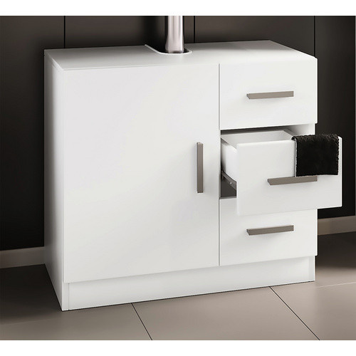 VCM Waschbeckenunterschrank Zalo XL in Weiß mit 1 Drehtür und 3 Schubladen, B/H/T: 63 x 56 x 30 cm - Bild 2