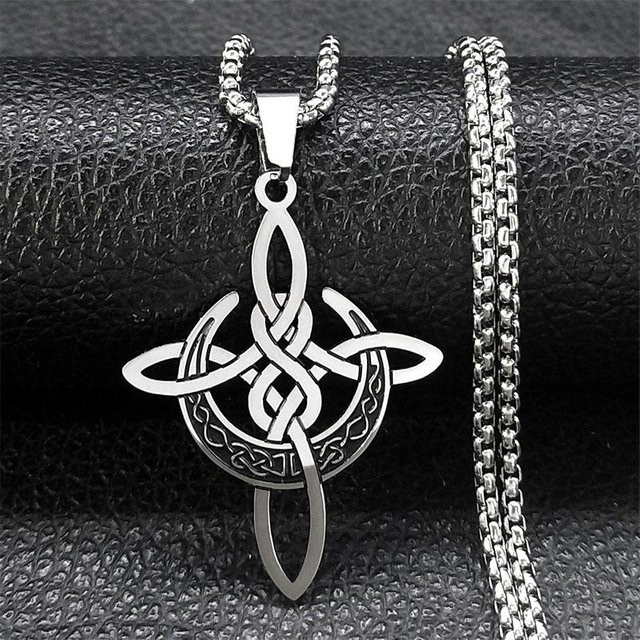 Rui Di Halskette Edelstahl, Hexenmond Amulett, Schwarz, Unisex - Bild 1