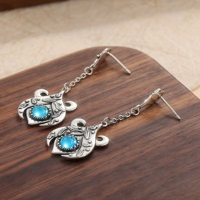 Futz Ohrringe, synthetische Edelstein, Silber, Damen - Bild 2