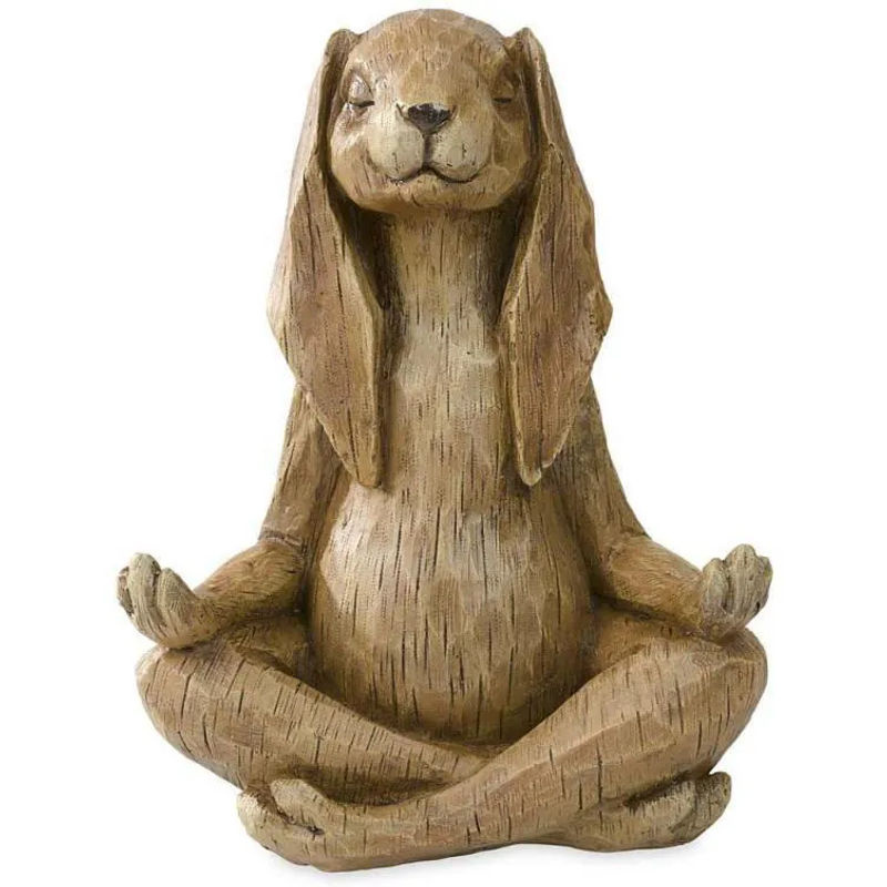 Meditierender Hase aus Kunstharz in Braun als dekorative Tierfigur für Garten und Haus von Bestbags - Bild 2