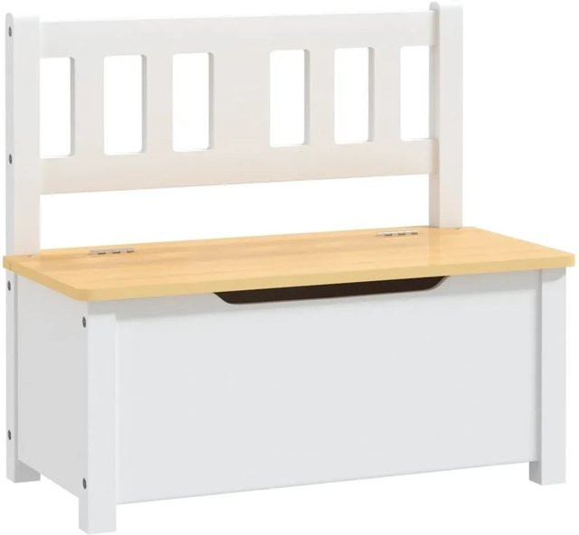 vidaXL Kinderbank mit Stauraum in Weiß und Beige, B/T/H: 60 x 30 x 55 cm - Bild 1