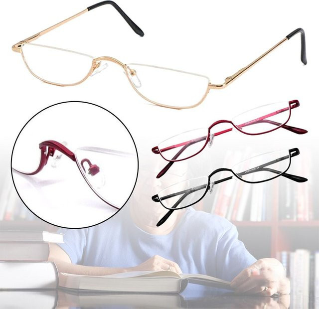 Gootrades Lesebrille, Halbrand, Rechteckig, Harz, Metall - Bild 1
