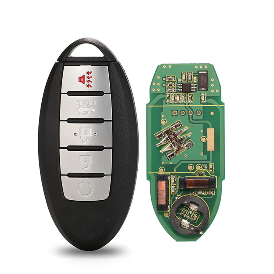 Jingyuqin Smart Remote Auto Schlüssel für Nissan Patrol Armada, 5 Tasten, 433MHz, ID46 PCF7952 Chip, Schwarz - Bild 5