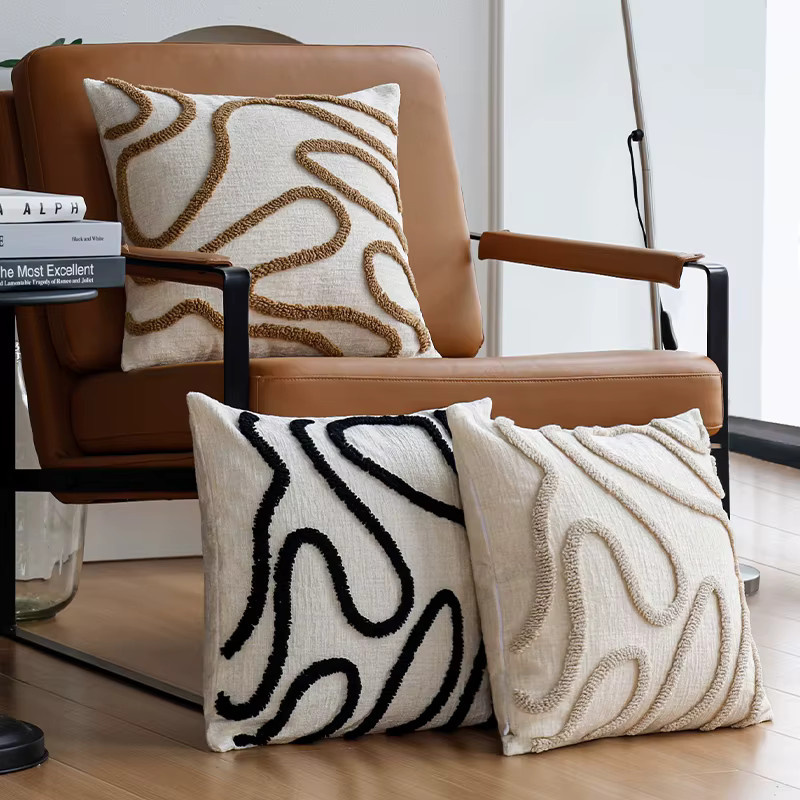 CANIRICA Kissenbezug im Boho-Stil aus Chenille, geometrisches Design, mehrfarbig Beige, B/T/H: 45 x 45 x 45 cm - Bild 2