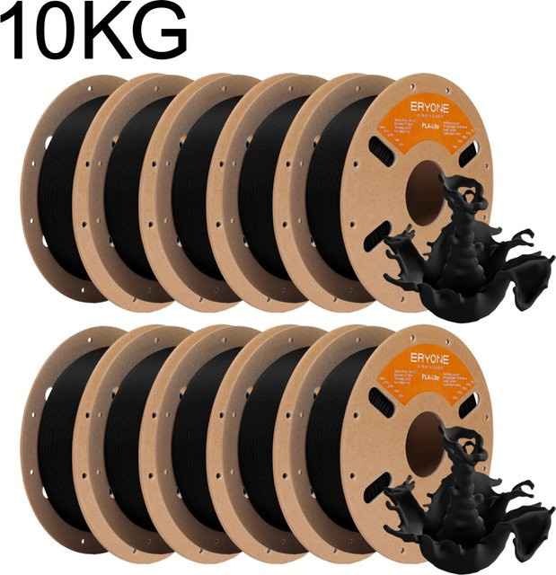 ERYONE PLA-Lite Filament 1,75mm für FDM 3D-Drucker, Matt, 10kg Großpackung (10 Spulen à 1kg), Farben: Grau und Schwarz - Bild 1