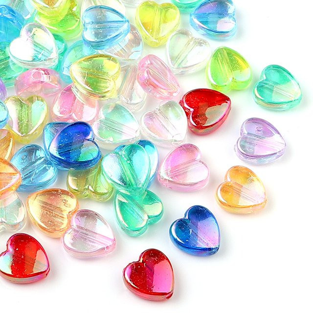 lingsai Acryl-Liebes-Herz-Perlen, 8 x 9 mm, transparent, bunt - Bild 1