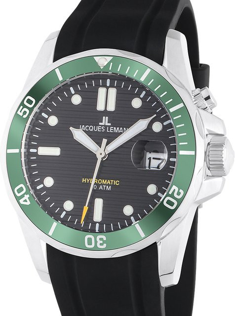 Jacques Lemans Hybromatic Diver Herrenuhr, Quarz, Edelstahl, 41 mm, Schwarz, 20 ATM - Bild 1