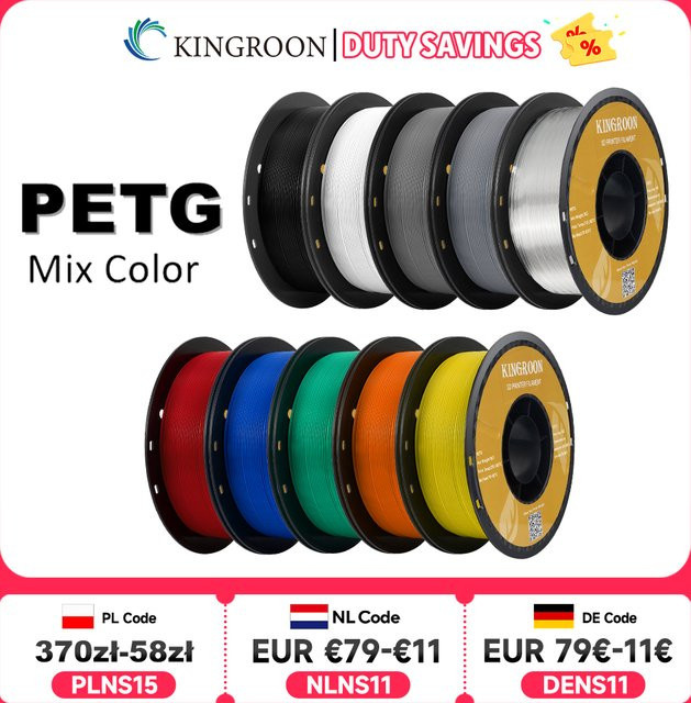 KINGROON PETG 3D-Druckerfilament 1,75 mm in Weiß und Mehrfarbig für FDM 3D-Drucker - Bild 1