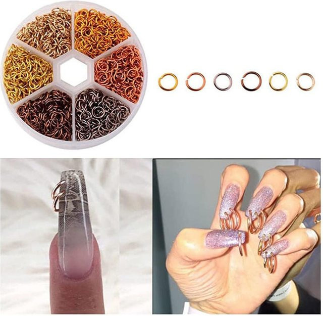 GoolRC Nagelkunst Design Anhänger Set, 3D Metallringe, Gray - Bild 1