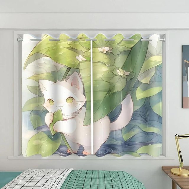 Verdunkelungsvorhang mit niedlichem Kätzchen-Muster von Yiran Furniture, Mehrfarbig, Breite: 55 cm, Höhe: 120 cm - Bild 1