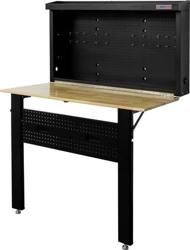 Holzmann Maschinen WB120FOLD Klappbare Werkbank mit Pegboard zur Wandmontage, Schwarz, B/T/H: 120 x 82,5 x 28 cm - Bild 1