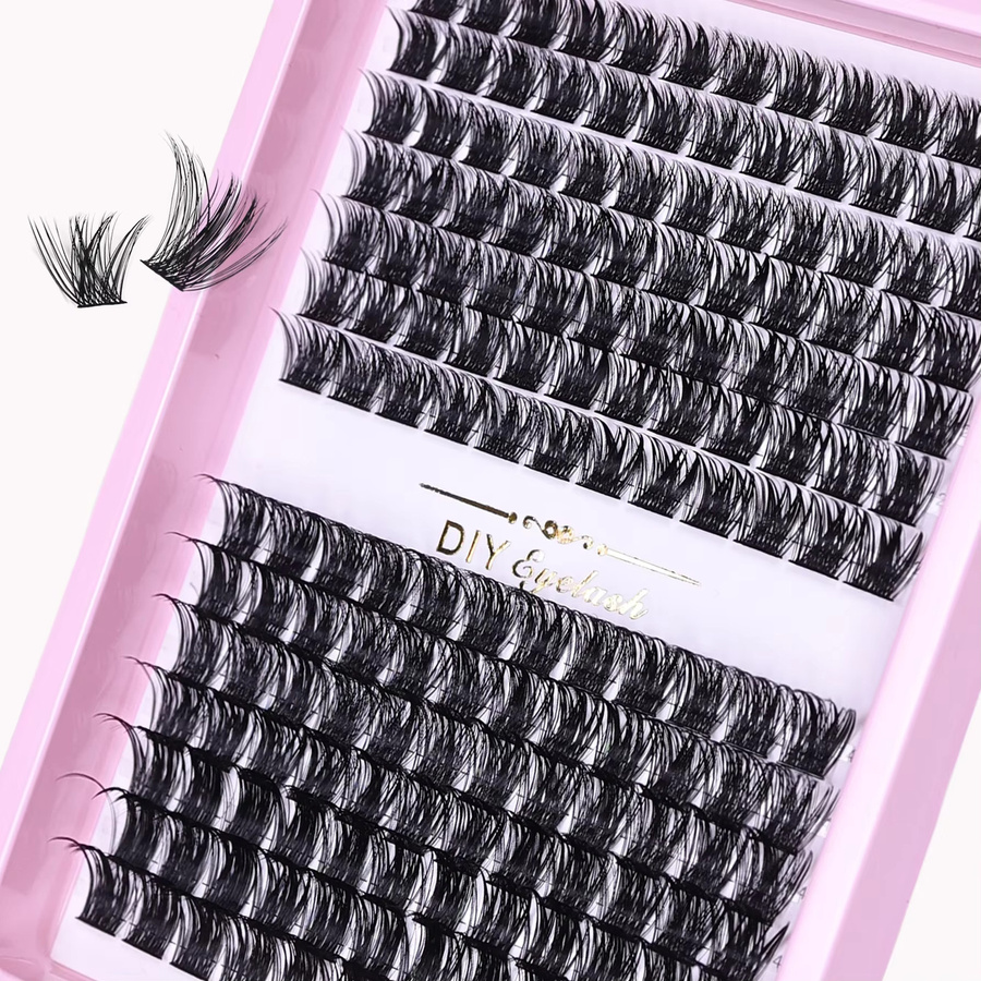 Wimperncluster, 168 Stück, 10–16 mm, D-Locken, Black, Natürlich - Bild 2
