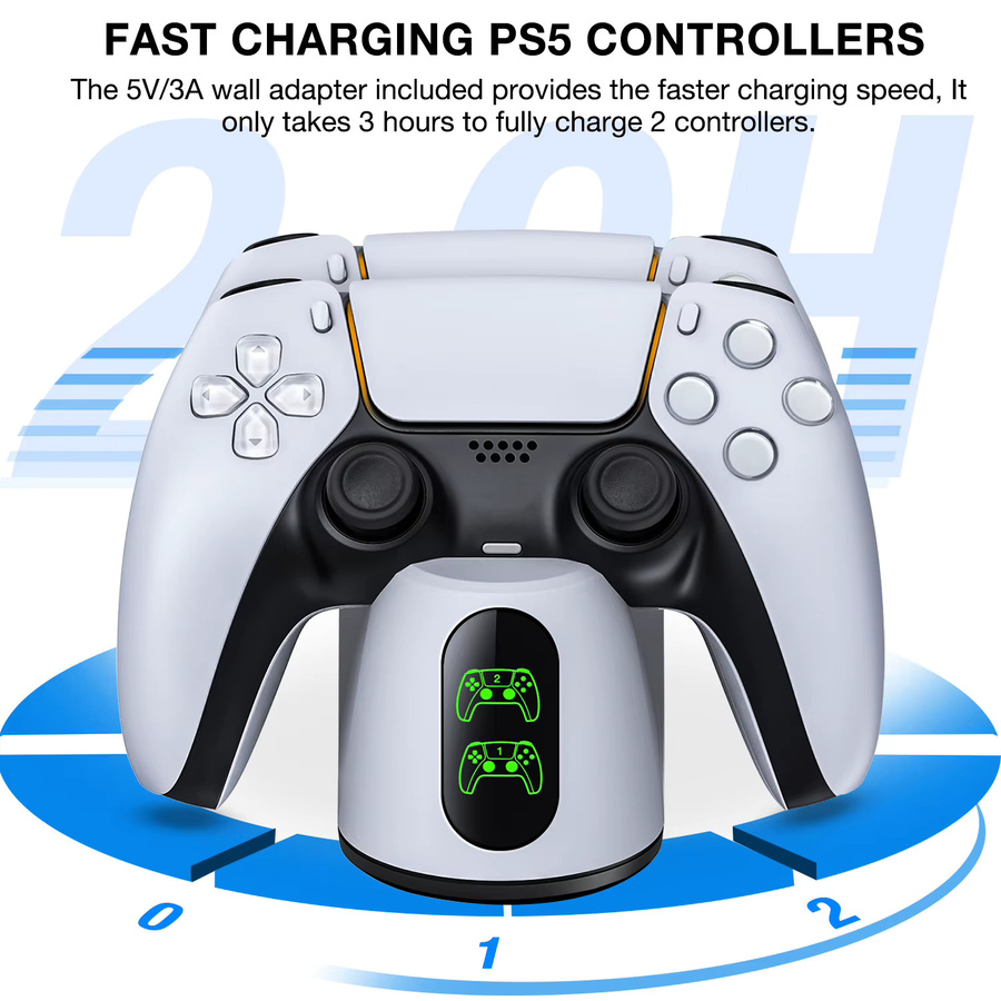BEBONCOOL Dual Fast Charger Ladestation mit LED-Anzeige für PlayStation 5 Controller in Weiß - Bild 3