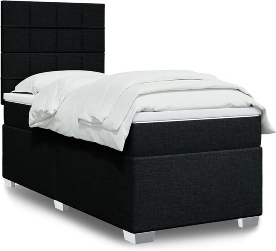 Vidaxl Boxspringbett mit Matratze in Schwarz aus Stoff und Holzwerkstoff B/T/H: 80 x 200 x 150,5 cm - Bild 1