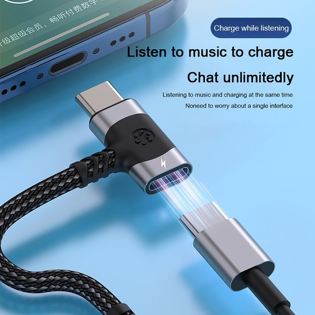 2-in-1 USB-C auf 3,5-mm-Klinke AUX Audioadapter Typ-C Splitter Kopfhörer Konverter in Schwarz - Bild 1