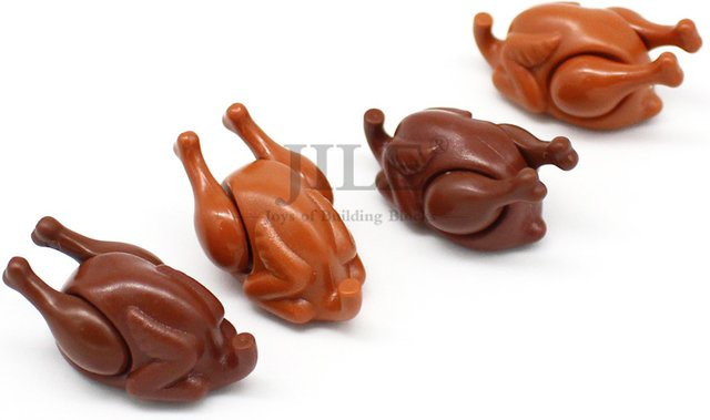 jile MOC Bausteine Türkei Körper mit Huhn Drumstick, 10-teiliges Set, Kunststoff, Bunt / Mehrfarbig, Braun - Bild 1
