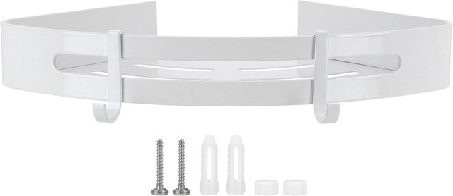 TOMTOP JMS Dreieckskorb-Toilettenablage aus Aluminium in Weiß, wandmontierte Badezimmerablage mit Haken - Bild 1