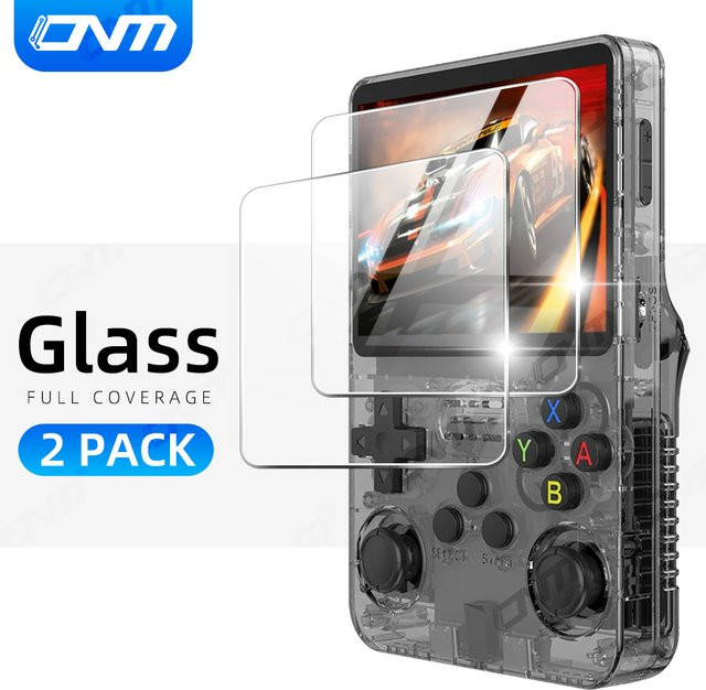 ONM Displayschutzfolie aus gehärtetem Glas für R36S, R35S und RGB20S Retro-Spielekonsolen, transparent - Bild 1