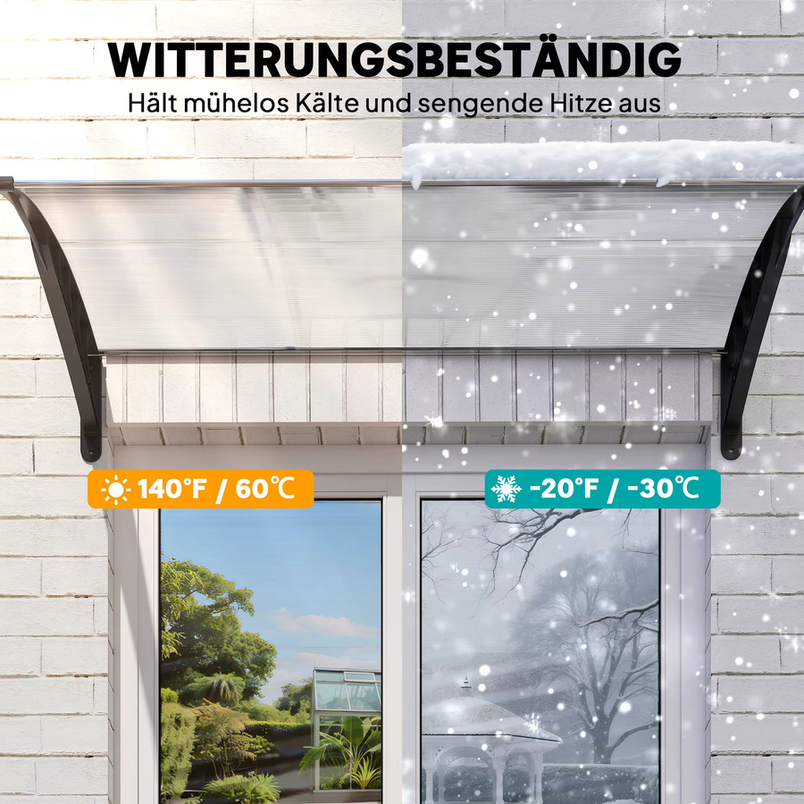 Outsunny Vordach für die Haustür aus Polycarbonat mit UV-Schutz, weiß, B/H/L: 150 x 90 x 25 cm - Bild 4