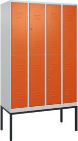 C+P Doppelstock-Spind Classic PLUS mit 4 Abteilen, Gestell, Farbe Reinorange, H x B x T: 212 x 120 x 50 cm - Bild 1