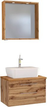 HELD MÖBEL Waschtisch-Set DAVOS in Braun und Weiß, 5-teilig, modern und wandmontiert - Bild 1