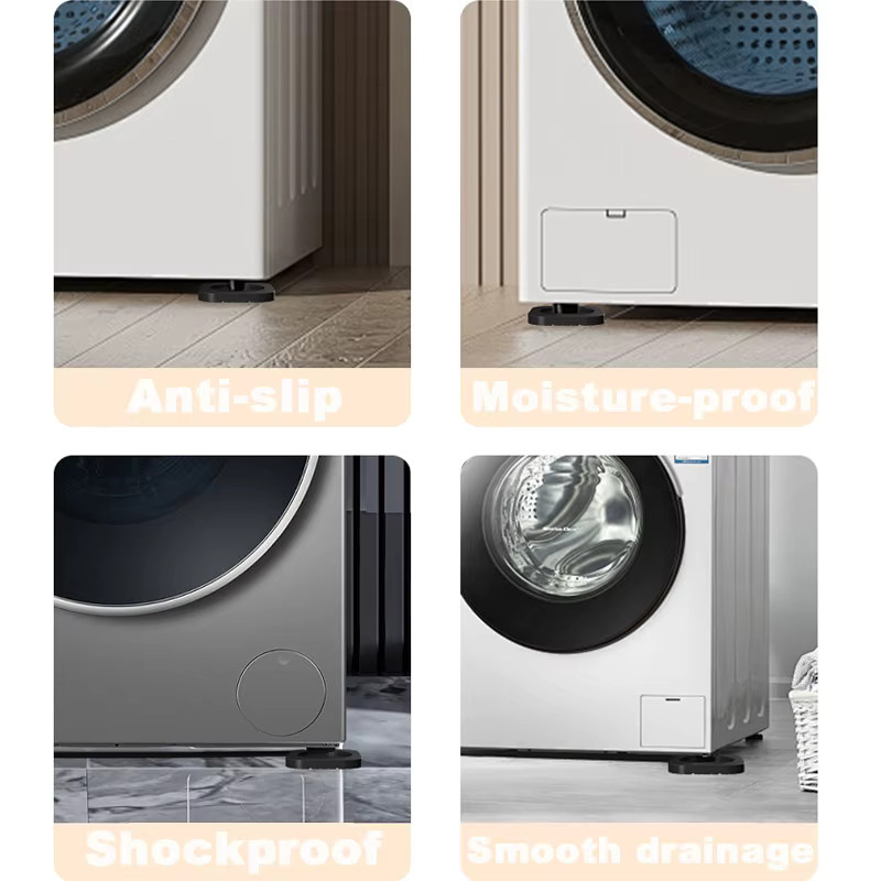 XMSJ Anti-Vibrations-Füße aus Gummi in Schwarz, 4 Stück rutschfeste Geräuschdämpfer als Universal-Standfüße für Waschmaschine, Kühlschrank und Möbel - Bild 5