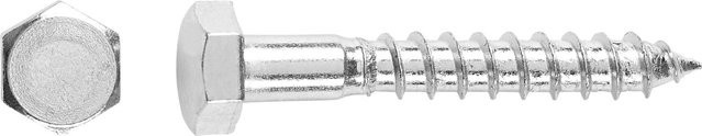 LUX-TOOLS Holzschraube mit Außensechskant aus verzinktem Stahl, Farbe: Silber, Durchmesser: 10 mm, Länge: 50 mm, 100 Stück - Bild 1