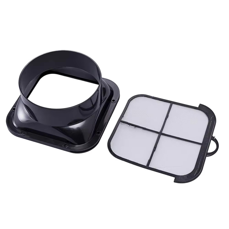 LEENKEA Wandflansch-Verbinder mit Filter für Luftkanalanschlüsse, Schwarz, Durchmesser: 150 mm - Bild 3