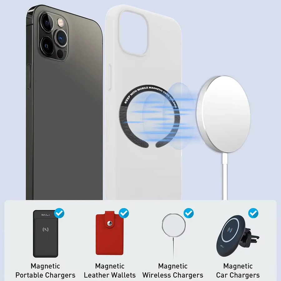 WSSHE Magnetische Metallplatte in Schwarz für Handy-Halterungen und kabelloses Laden - Bild 3