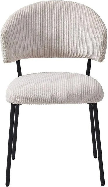 Vente-unique Stuhl Alayis in Beige mit Cord-Bezug und Metallgestell - Bild 1