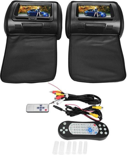 aimo 7-Zoll Digitaler Auto-Bildschirm Kopfstützen-DVD-Video-Player Monitor mit Reißverschlussabdeckung in Schwarz - Bild 1