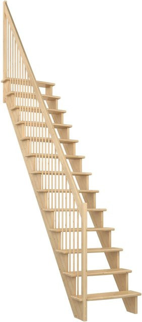 Dolle Raumspartreppe Lyon gerade aus Kiefer Holz mit Holzgeländer in Beige, Höhe: 286 cm, Breite: 65 cm - Bild 1