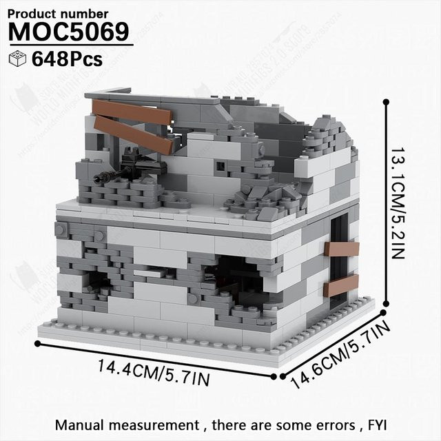Mooxi Ww2 Schlachtfeld Ruine Haus, Bauklötzer Set, ab 14 Jahre - Bild 1