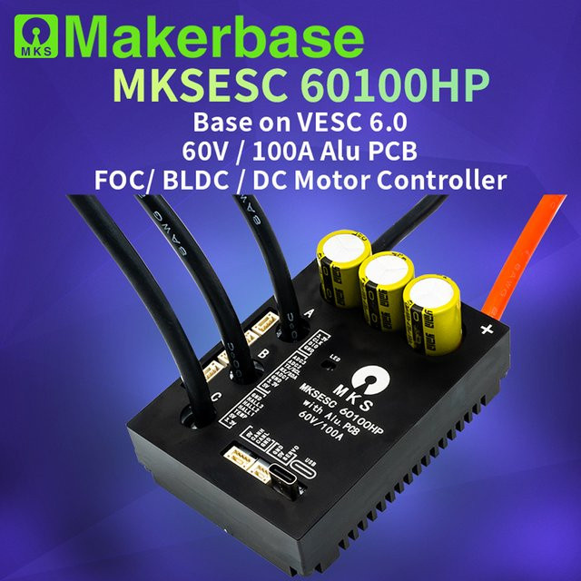 Makerbase VESC 60100 V2 Hochstrom-Regler mit Alu-Leiterplatte in Schwarz - Bild 1