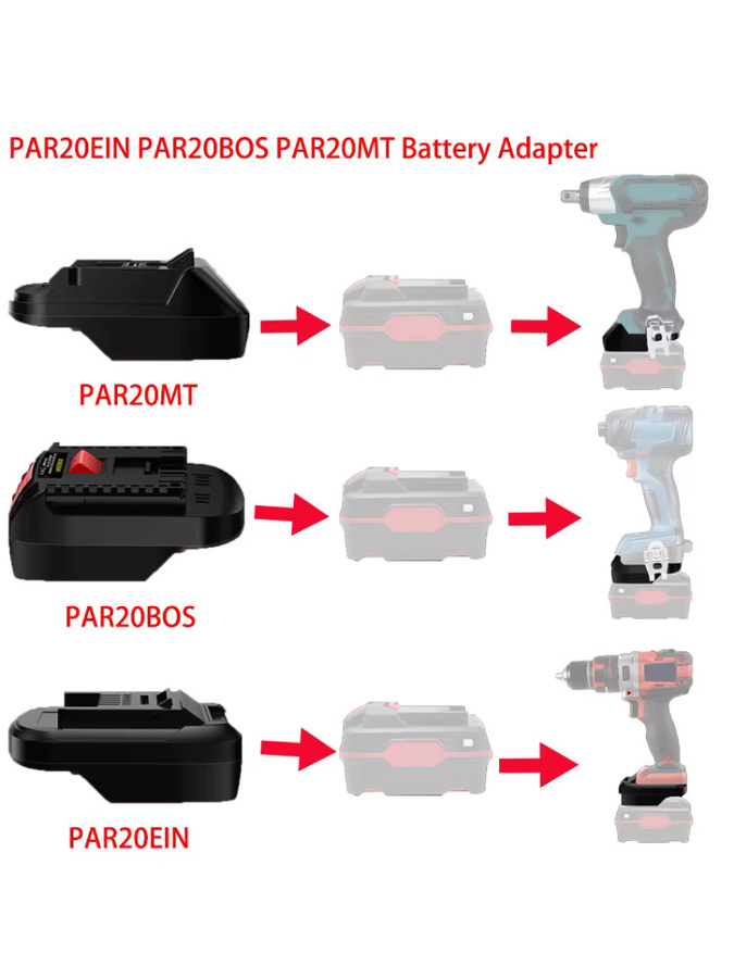 Alasicka Akku-Adapter PAR20 für Parkside 20 V Li-Ionen-Akkus zur Nutzung mit Bosch und Makita 18/20 V Akku-Elektrowerkzeugen - Bild 3